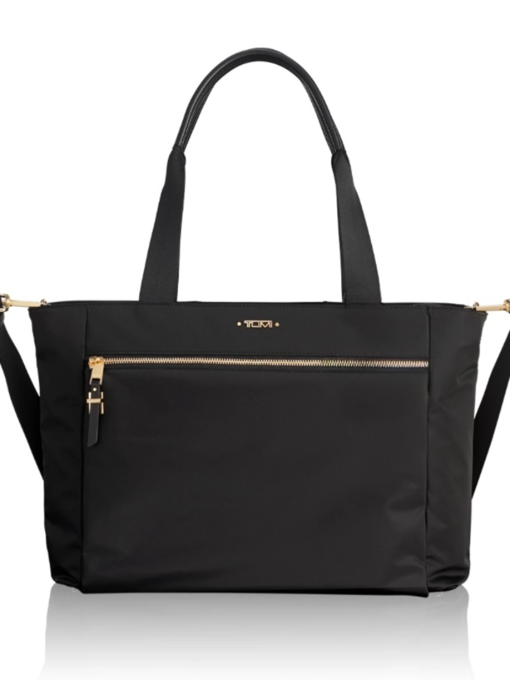 TUMI Black Nylon Tote / Crossbody Bag (Retired Voyager Model) – Gold Hardware